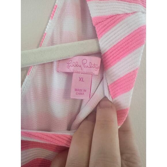 Lilly Pulitzer Womens Eden Mini Shift Dress Tropical Pink Pout Striped Summer XL - Picture 5 of 10